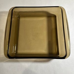 Pyrex Square Amber Brown Glass 21 x 21 x 5cm Casserole Dish Baking Pan #222